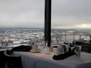 View out the window of the Portland City Grill