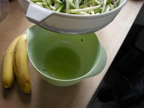 Liquid from the julienned zucchini