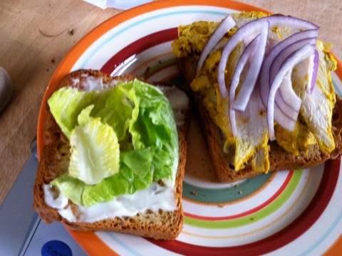 Gluten free curried chicken sandwich